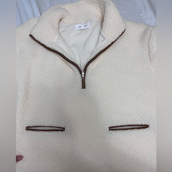 Hudson North - Sherpa cream faux leather piping half zip -size small - Picture 2 of 4